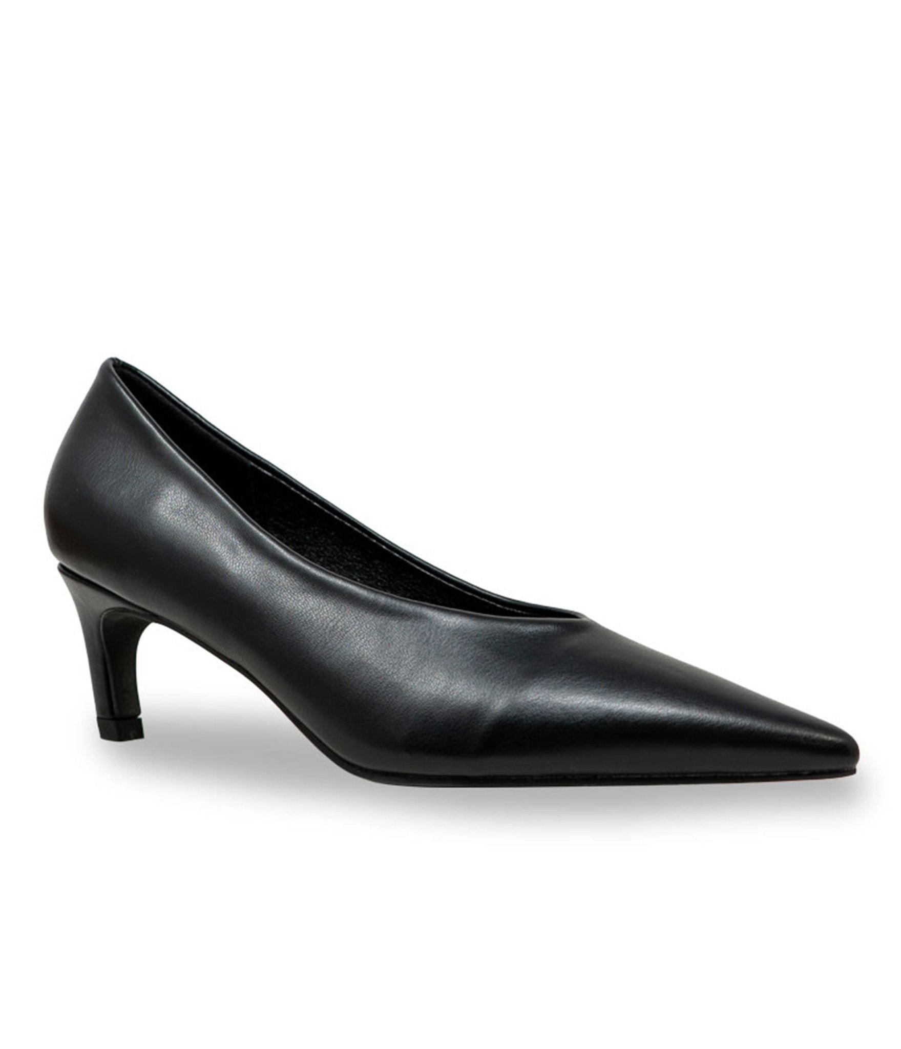 Black Pointed Toe Kitten Heels - Unique Vintage - Womens, SHOES, HEELS