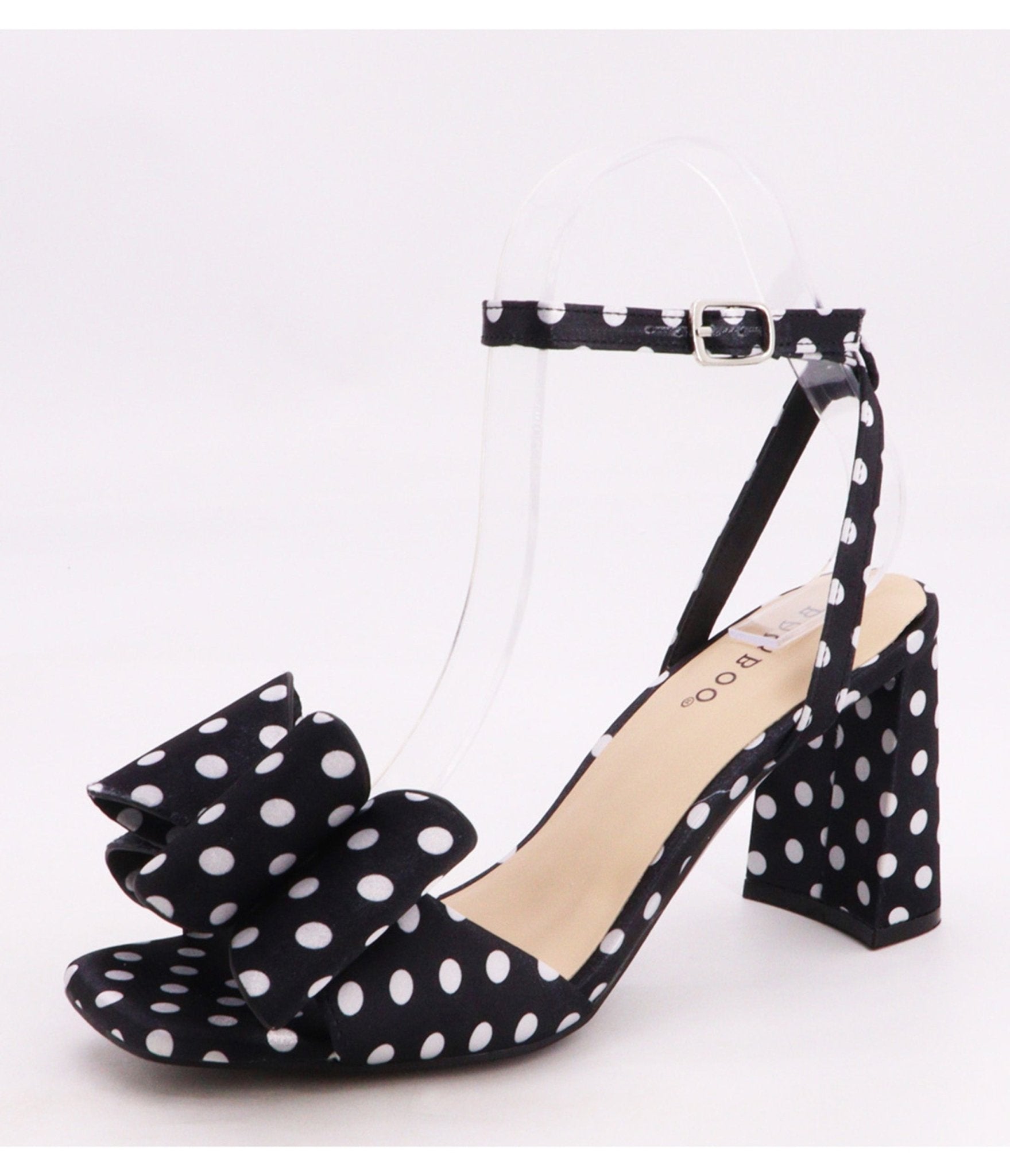 Black Polka Dot Bow Heels - Unique Vintage - Womens, SHOES, HEELS