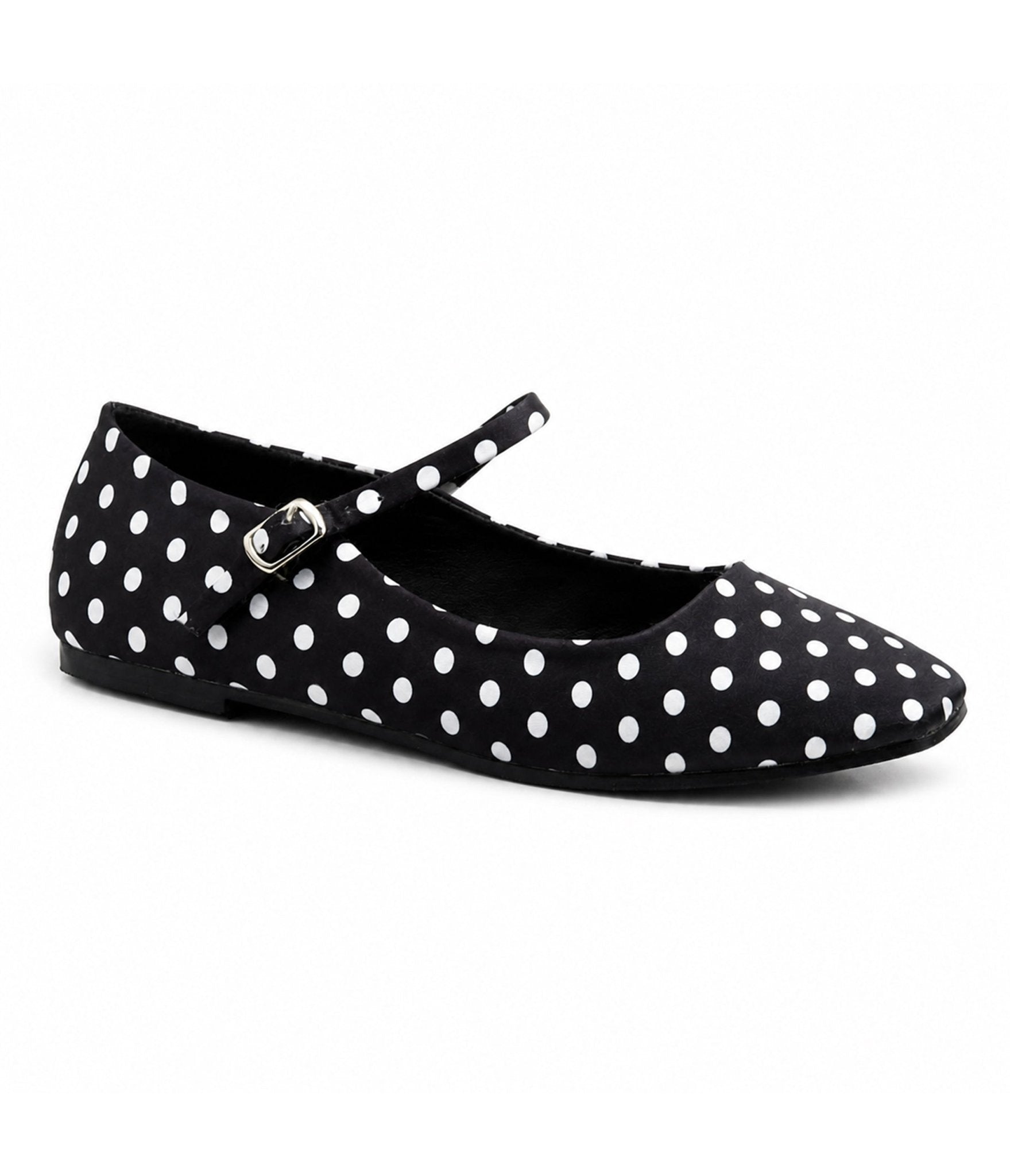 Black Polka Dot Mary Jane Flats - Unique Vintage - Womens, SHOES, FLATS