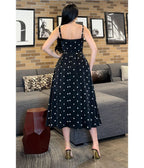 Black Polka Dot Midi Dress - Unique Vintage - Womens, DRESSES, MIDI