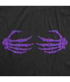 Black & Purple Glitter Skeleton Hands Graphic Fitted Tee - Unique Vintage - Womens, GRAPHIC TEES, TEES