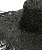 Black Raffia Frayed Edge Hat - Unique Vintage - Womens, ACCESSORIES, HATS