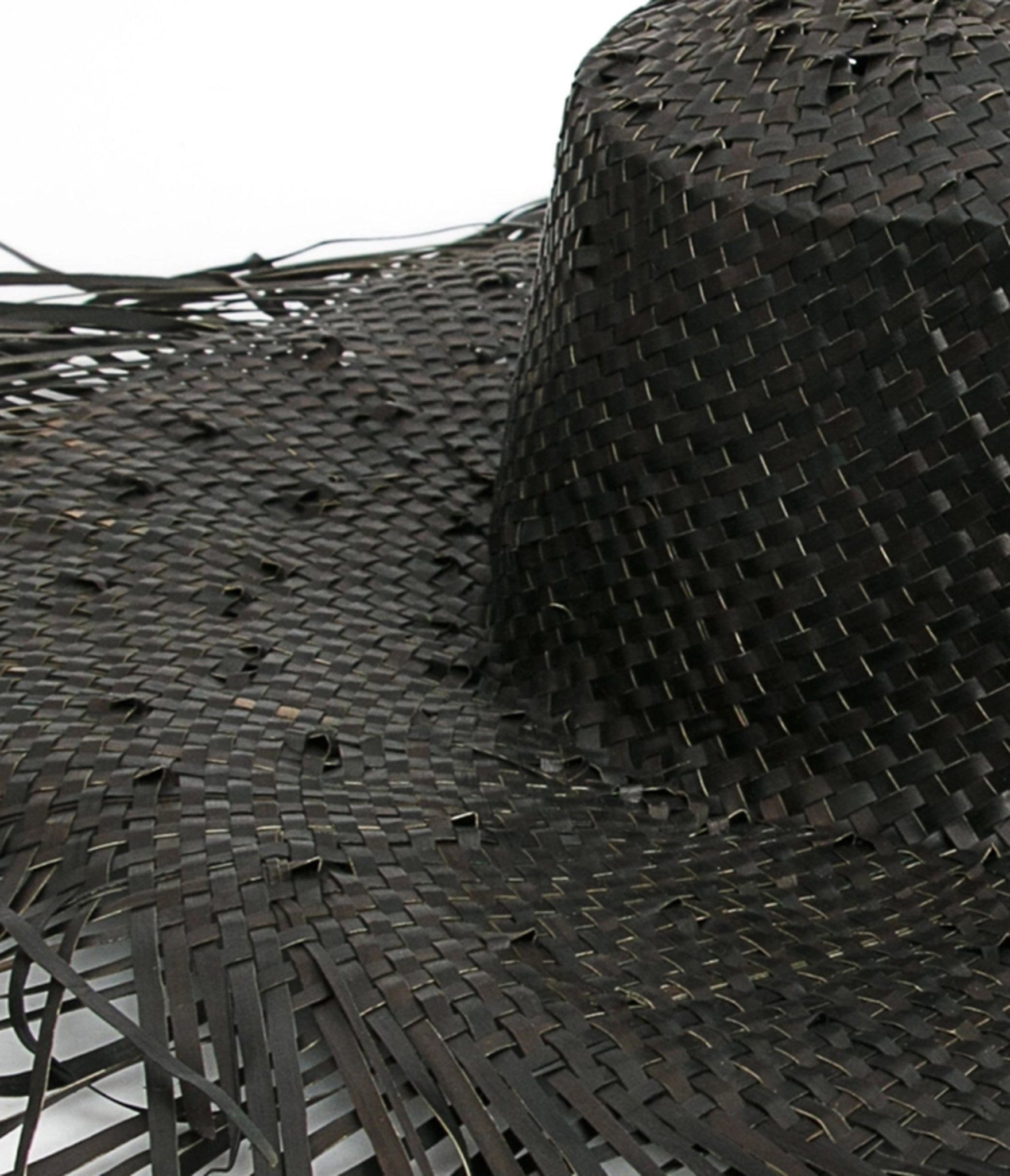 Black Raffia Frayed Edge Hat - Unique Vintage - Womens, ACCESSORIES, HATS