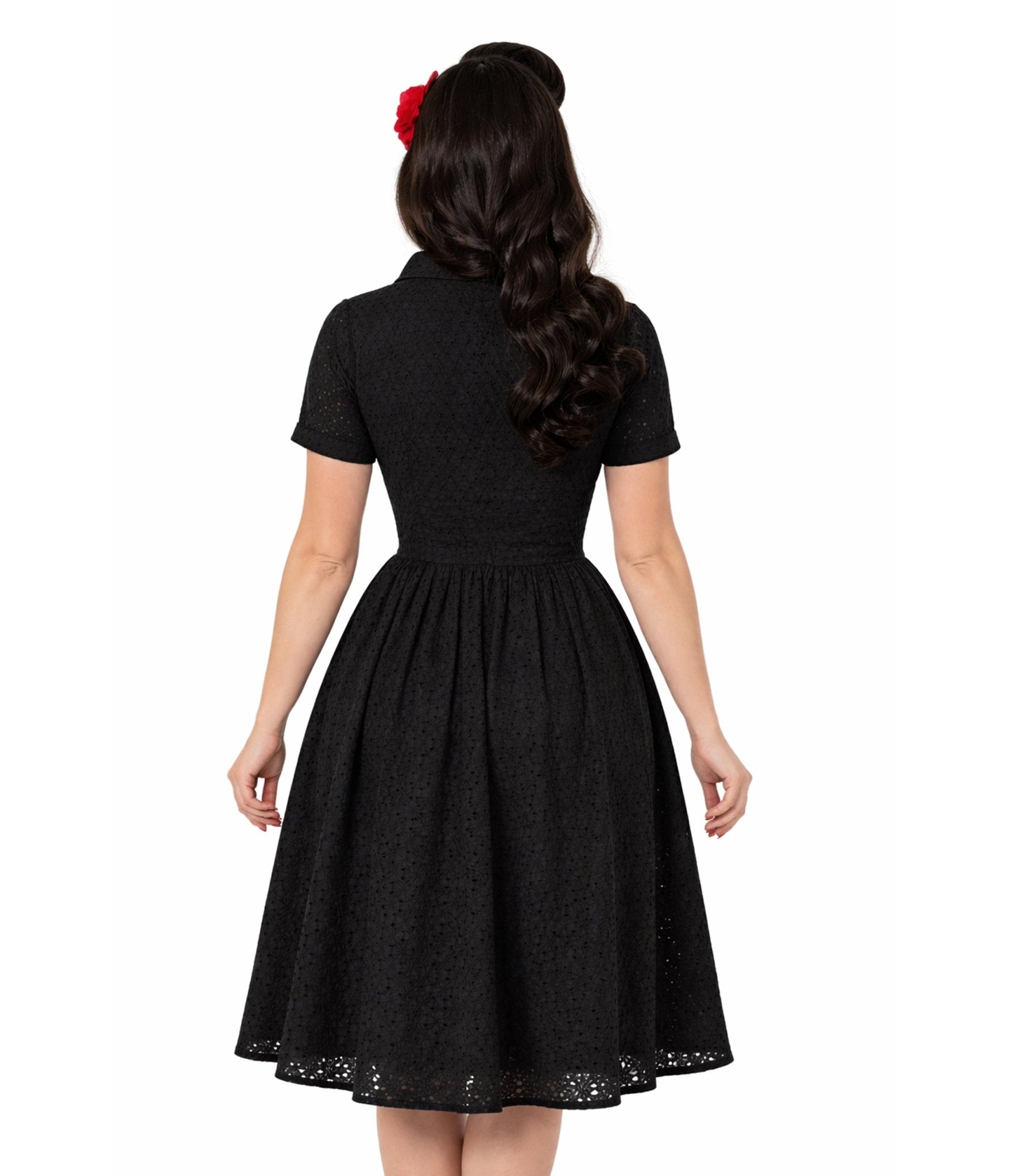 Black & Red Polka Dot Bow Swing Dress - Unique Vintage - Womens, DRESSES, SWING