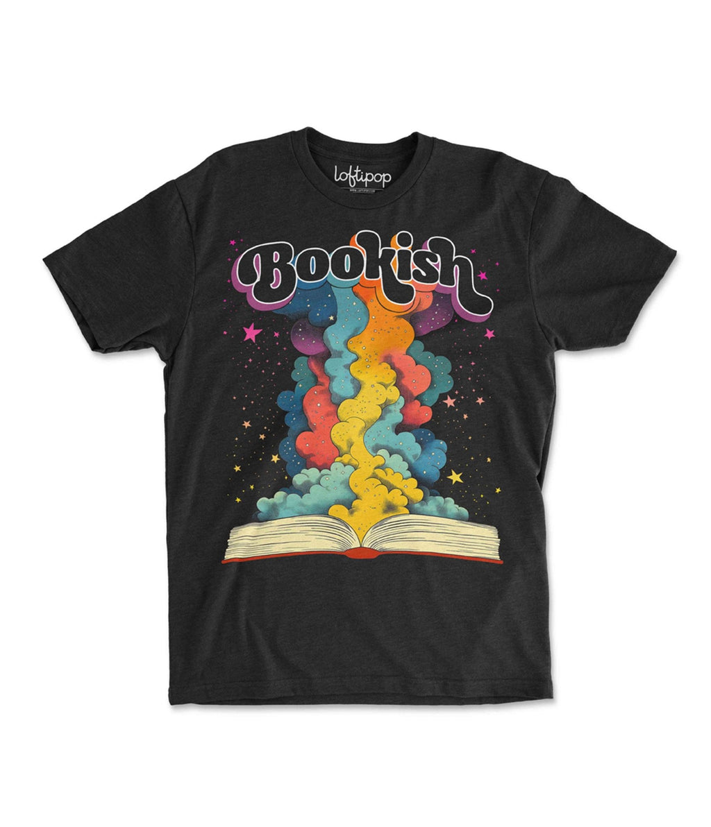 Black Retro Bookish Unisex Graphic Tee - Unique Vintage - Womens, GRAPHIC TEES, TEES