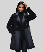 Black Reversible Faux Fur Lined Long Coat - Unique Vintage - Womens, TOPS, OUTERWEAR