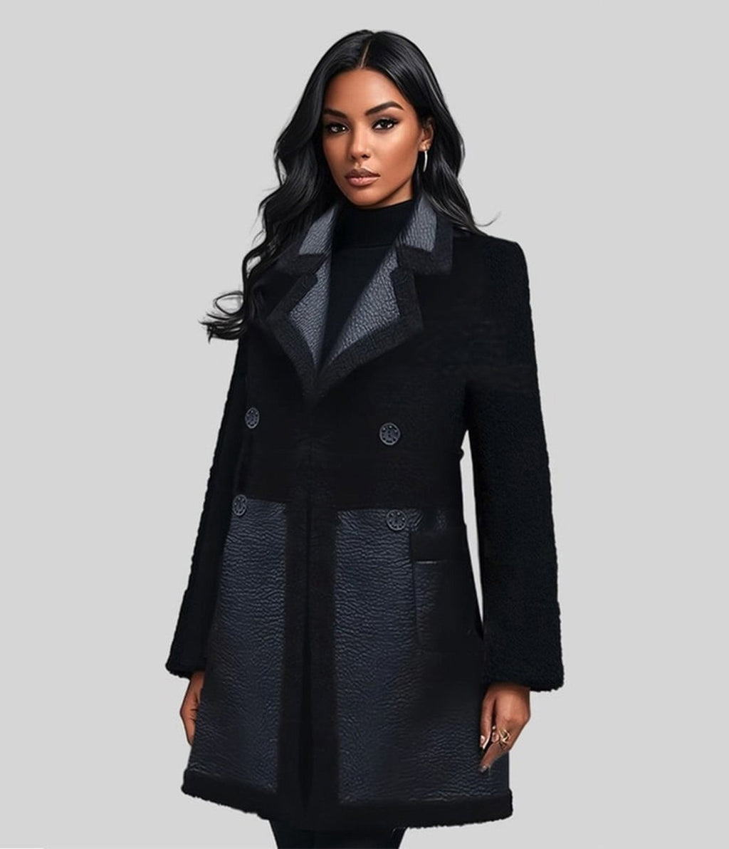 Black Reversible Faux Fur Lined Long Coat - Unique Vintage - Womens, TOPS, OUTERWEAR