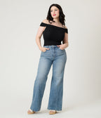 Black Ribbed Knit Off The Shoulder Top - Unique Vintage - Womens, TOPS, KNIT TOPS