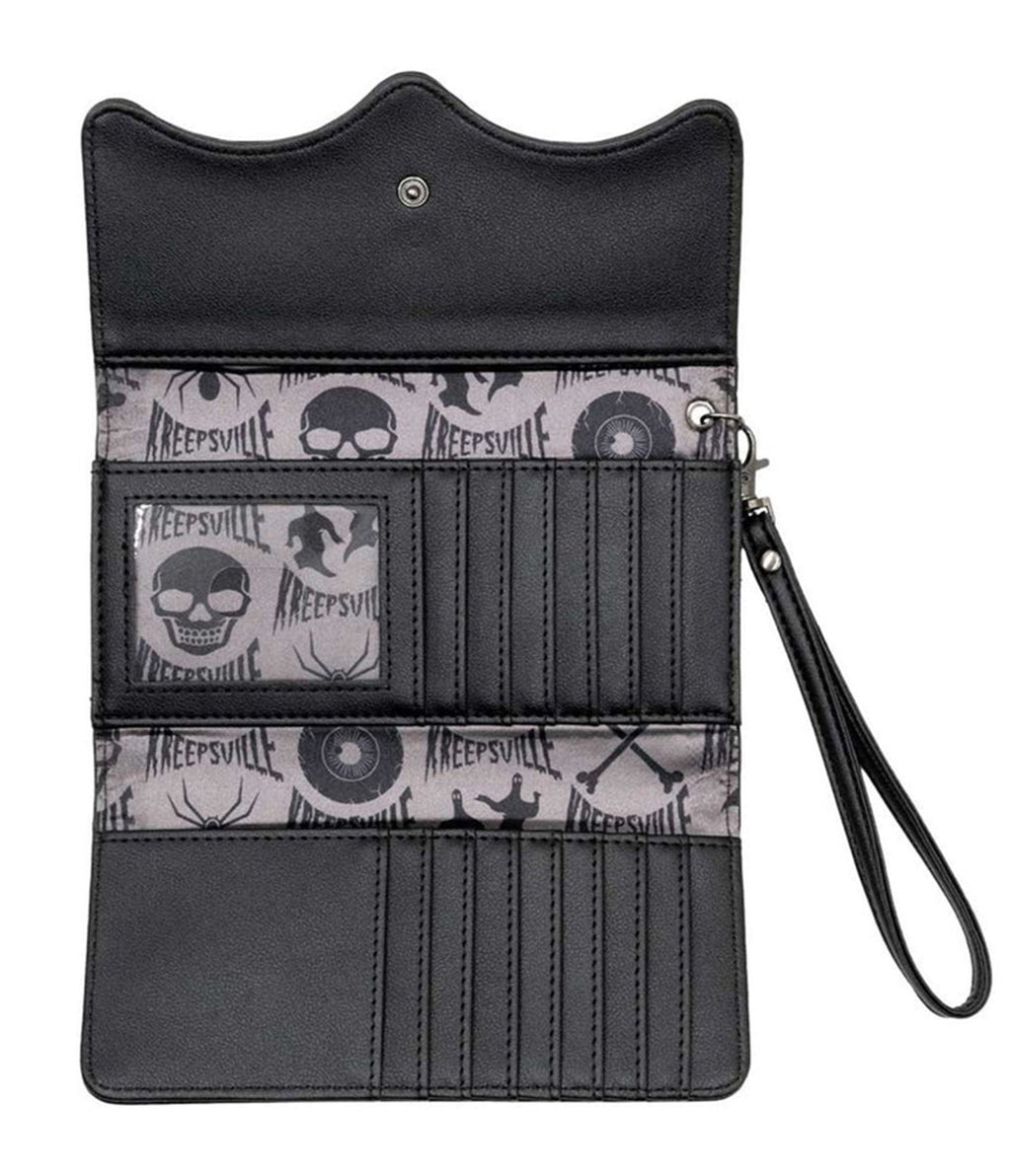 Black R.I.P. Bat Embossed Trifold Wallet - Unique Vintage - Wallets