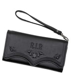 Black R.I.P. Bat Embossed Trifold Wallet - Unique Vintage - Wallets