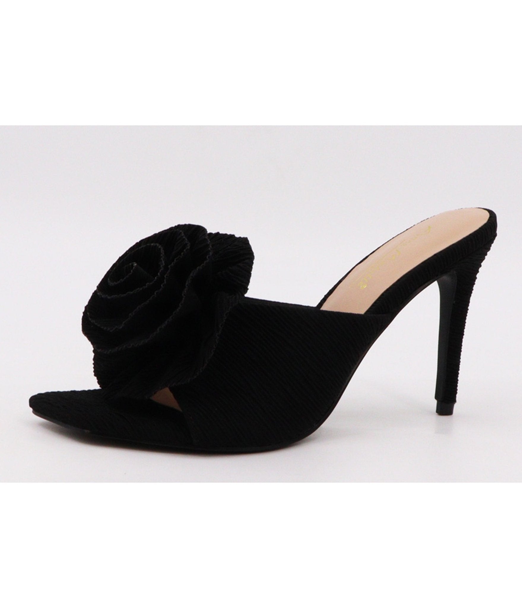 Black Rose Peep Toe Stiletto Heels - Unique Vintage - Womens, SHOES, HEELS