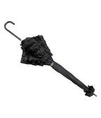 Black Ruffle Frill Umbrella - Unique Vintage - Womens, ACCESSORIES, UMBRELLAS
