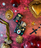 Black Sacred Heart Print Pocket Lighter - Unique Vintage - Womens, ACCESSORIES, GIFTS/HOME