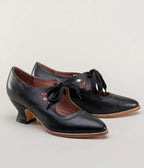 Black Self Tie Mary Jane Heels - Unique Vintage - Womens, SHOES, HEELS