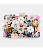 Black Sequin Floral Embellished Clutch - Unique Vintage - Womens, ACCESSORIES, HANDBAGS