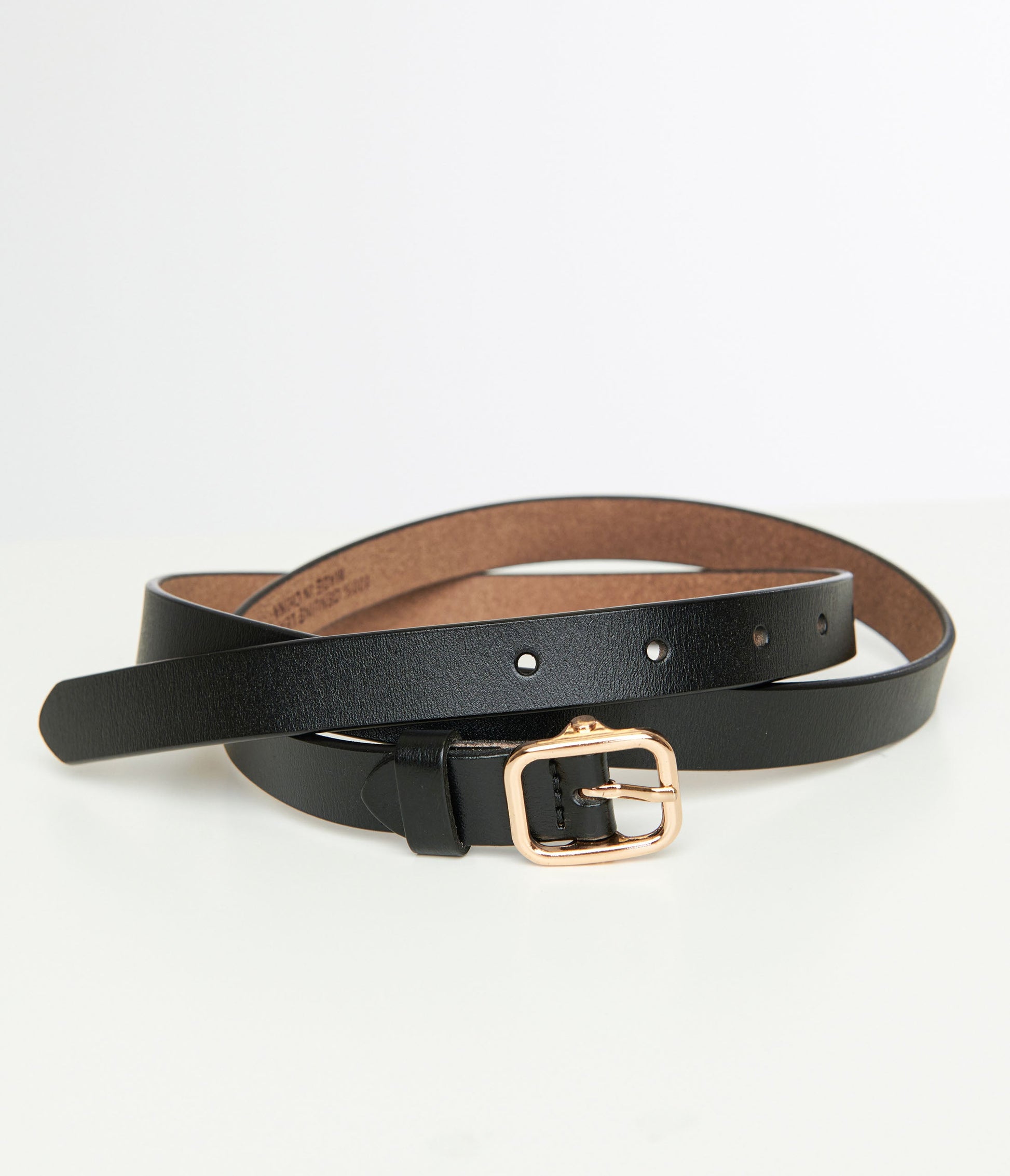 Black Skinny Leatherette Belt - Unique Vintage - Womens, ACCESSORIES, BELTS