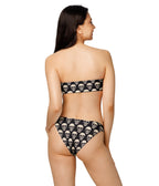 Black Skull Bandeau Two Piece Swim Set - Unique Vintage - Womens, SWIM, 2 PC
