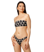 Black Skull Bandeau Two Piece Swim Set - Unique Vintage - Womens, SWIM, 2 PC