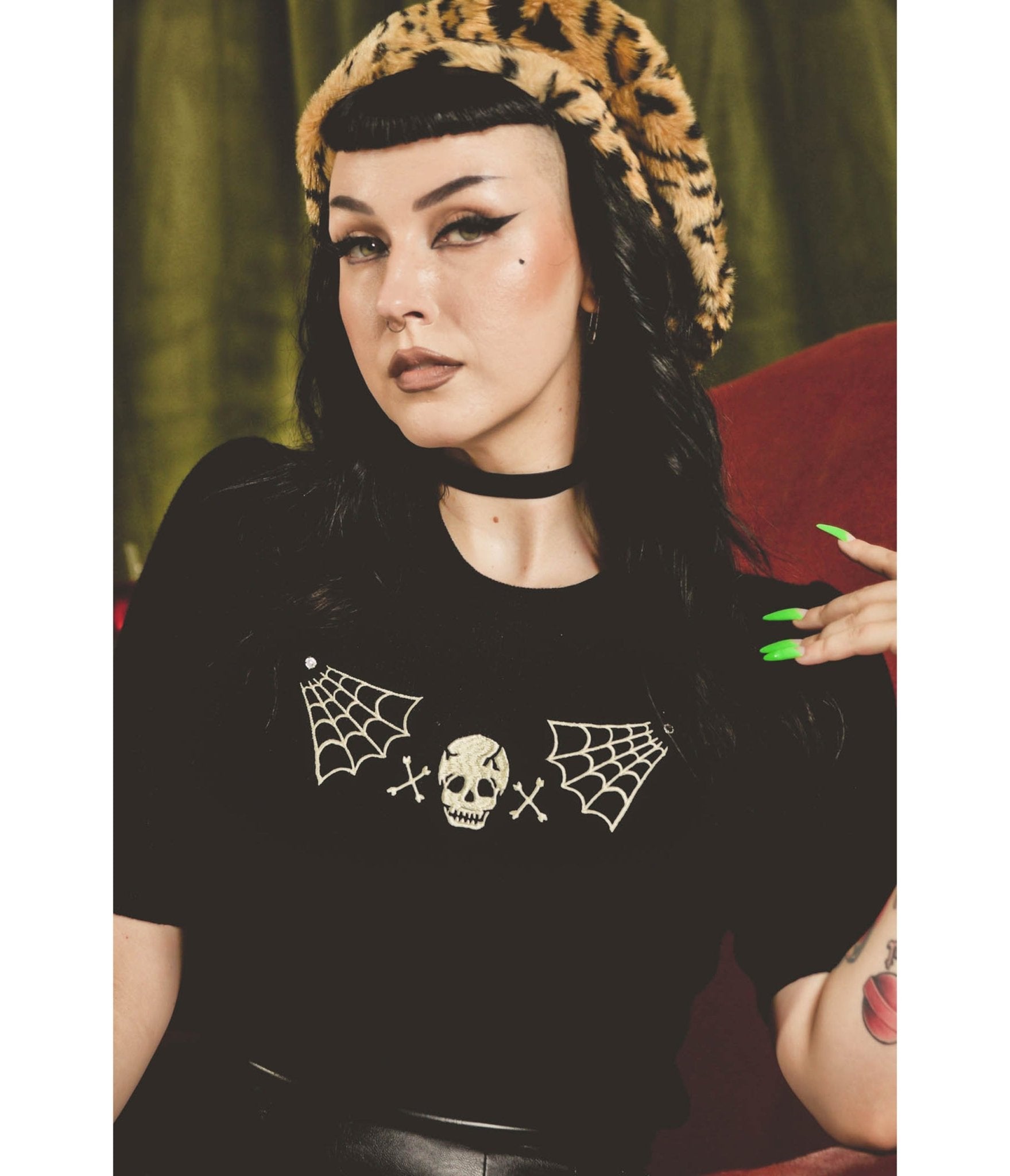 Black Skull Web Sweater - Unique Vintage - Womens, TOPS, SWEATERS