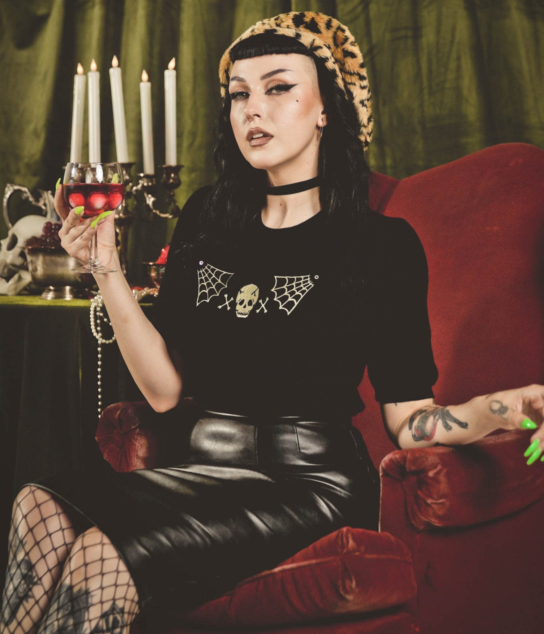 Black Skull Web Sweater - Unique Vintage - Womens, TOPS, SWEATERS