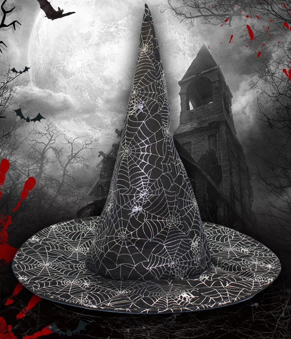 Black Spider Web Witch Hat - Unique Vintage - Womens, ACCESSORIES, HATS