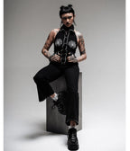 Black Spiderweb Embroidered Studded Western Jumpsuit - Unique Vintage - Womens, BOTTOMS, ROMPERS AND JUMPSUITS