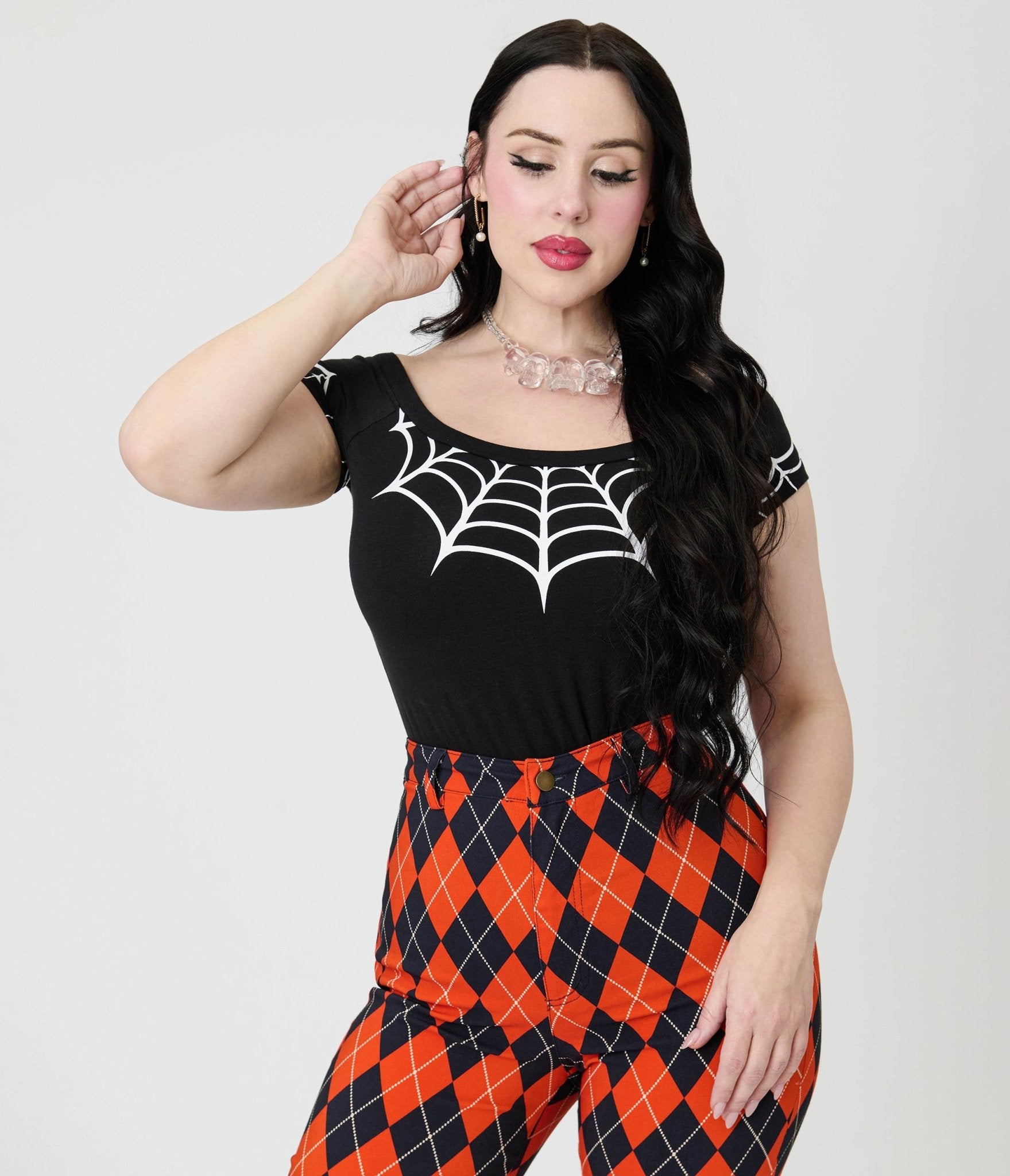 Black Spiderweb Off The Shoulder Top - Unique Vintage - Womens, TOPS, WOVEN TOPS