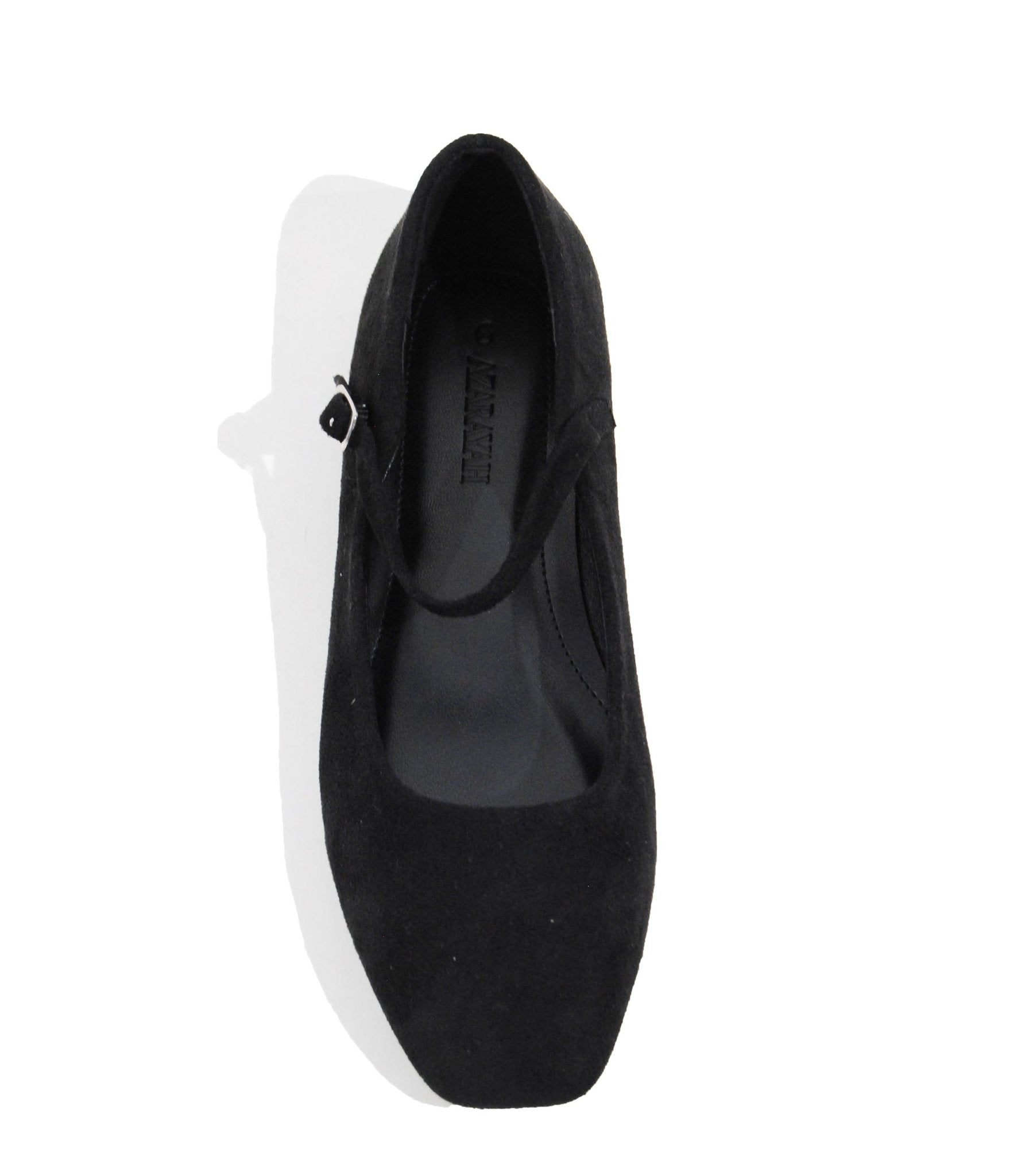Black Suede Mary Jane Flat - Unique Vintage - Womens, SHOES, FLATS