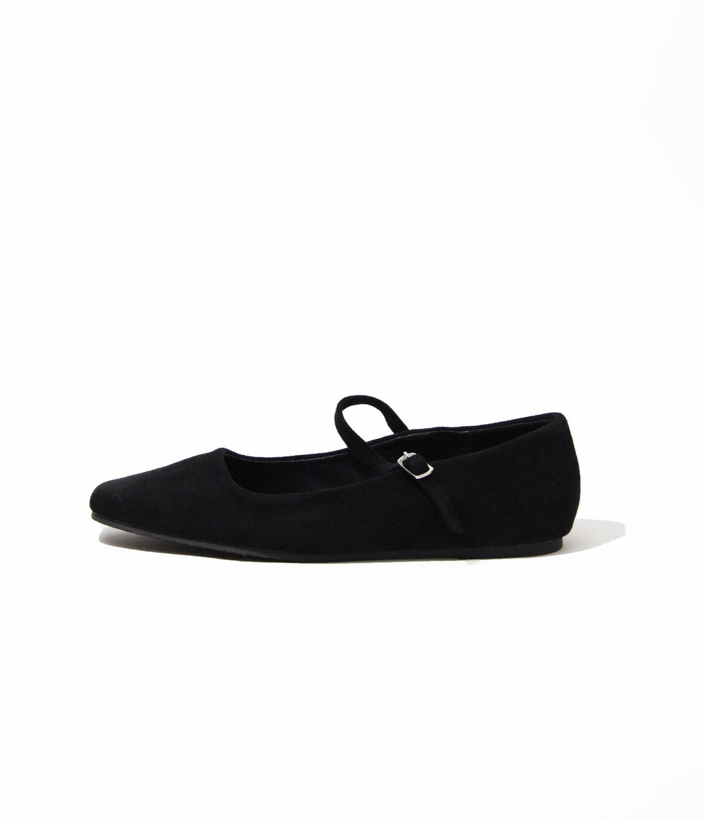 Black Suede Mary Jane Flat - Unique Vintage - Womens, SHOES, FLATS