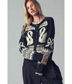 Black Swan Knit Cardigan - Unique Vintage - Womens, TOPS, SWEATERS