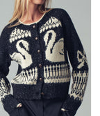 Black Swan Knit Cardigan - Unique Vintage - Womens, TOPS, SWEATERS