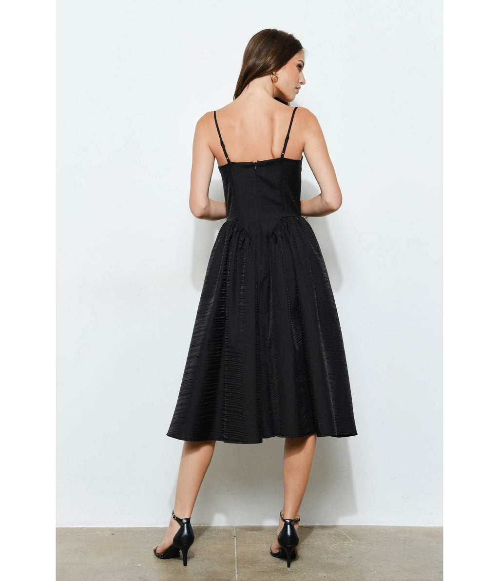 Black Sweetheart Midi Dress - Unique Vintage - Womens, DRESSES, MIDI