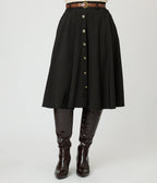 Black Swing Skirt - Unique Vintage - Womens, BOTTOMS, SKIRTS