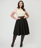 Black Swing Skirt - Unique Vintage - Womens, BOTTOMS, SKIRTS