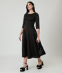 Black Three Quarter Length Sleeve Midi Dress