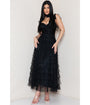 Black Tulle Tiered Midi Dress