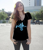Black Undying Love Graphic Cotton V-Neck Tee - Unique Vintage - Womens, GRAPHIC TEES, TEES