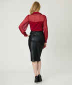 Black Vegan Leather Ada Pencil Skirt - Unique Vintage - Womens, BOTTOMS, SKIRTS
