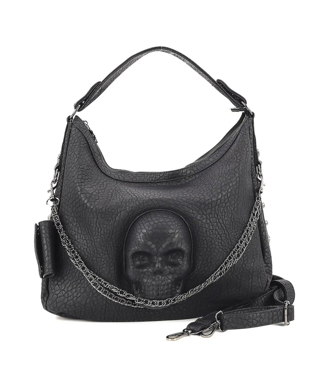 Black Vegan Leather Skull Handbag - Unique Vintage - Womens, ACCESSORIES, HANDBAGS