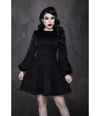 Black Vegan Suede Piper Flare Dress - Unique Vintage - Womens, DRESSES, FIT AND FLARE