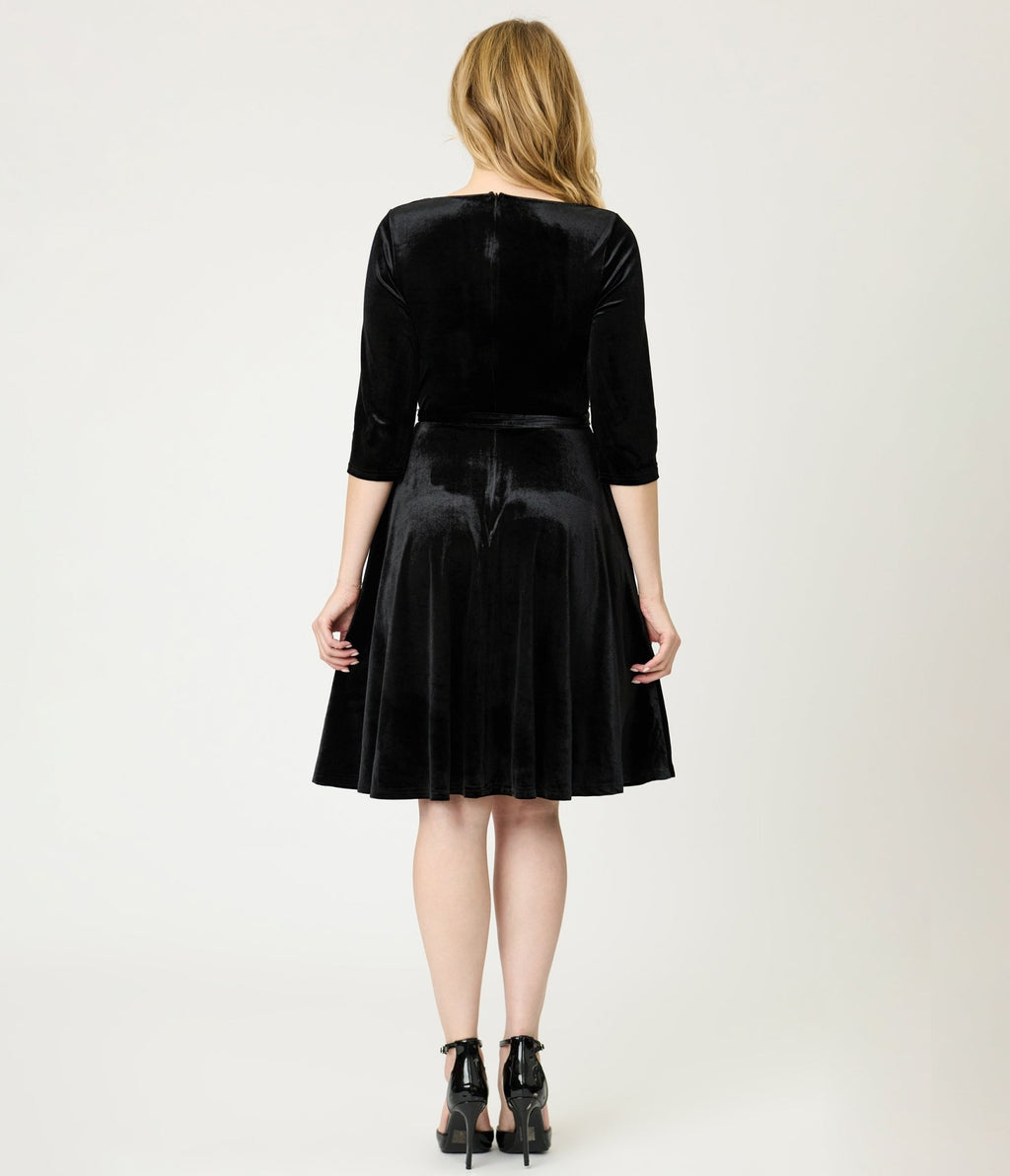 Black Velvet Swing Dress - Unique Vintage - Womens, DRESSES, SWING
