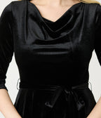 Black Velvet Swing Dress - Unique Vintage - Womens, DRESSES, SWING