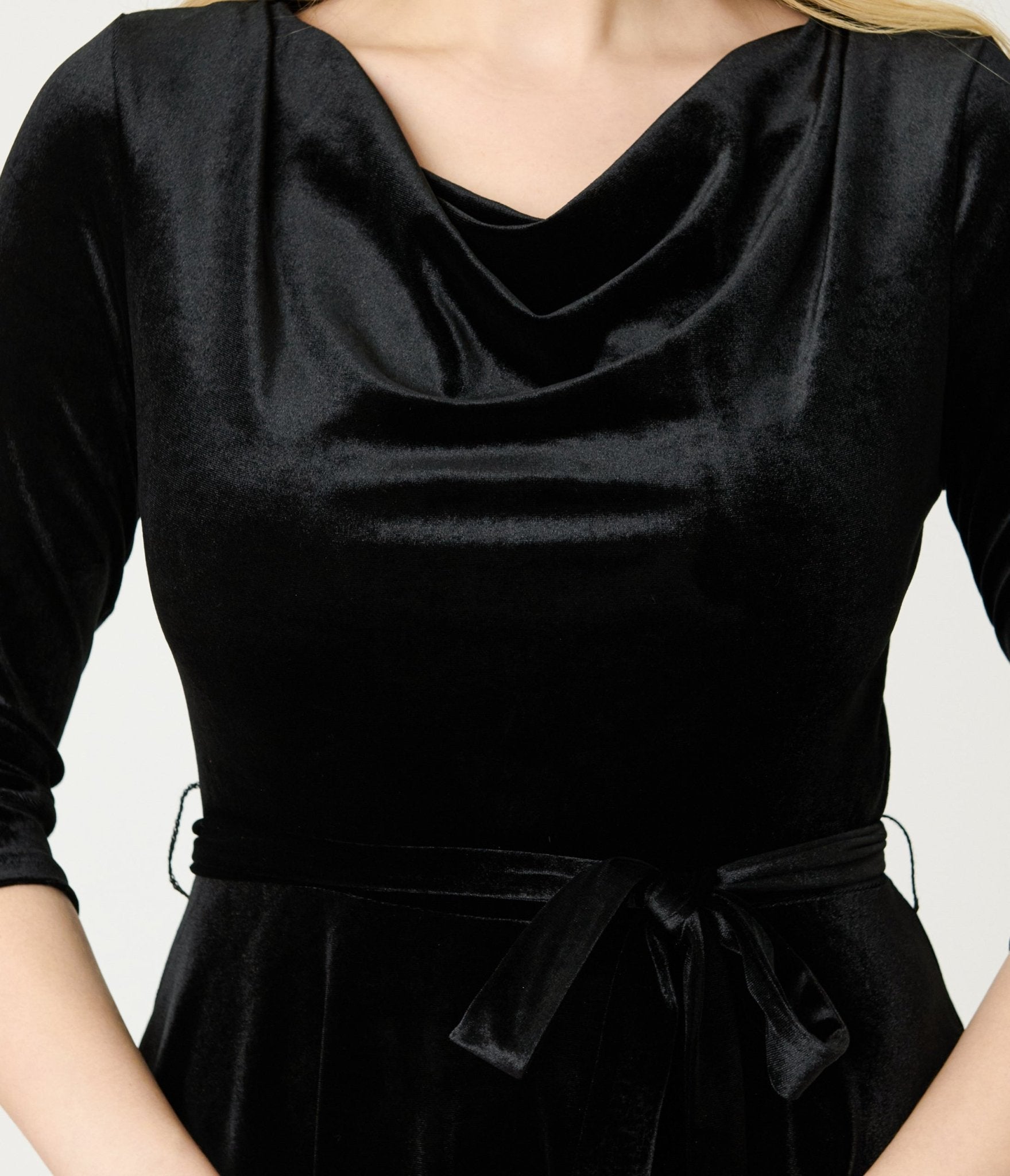 Black Velvet Swing Dress - Unique Vintage - Womens, DRESSES, SWING