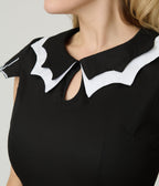 Black & White Bat Cotton Flare Dress - Unique Vintage - Womens, DRESSES, SWING
