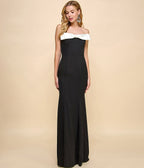 Black & White Bow Strapless Maxi Dress - Unique Vintage - Womens, DRESSES, MAXI