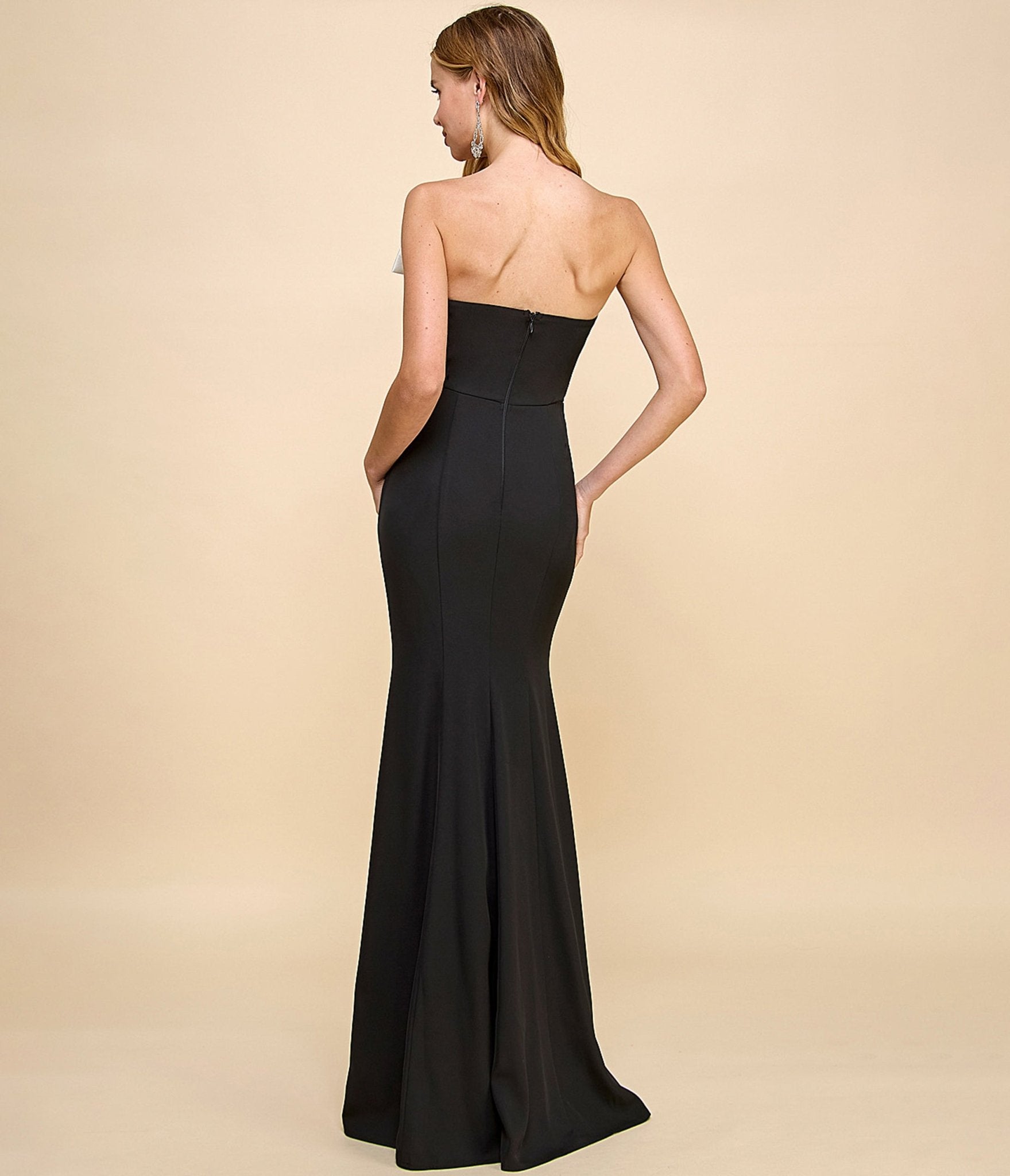 Black & White Bow Strapless Maxi Dress - Unique Vintage - Womens, DRESSES, MAXI