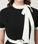 Black & White Bow Swing Dress - Unique Vintage - Womens, DRESSES, FIT AND FLARE