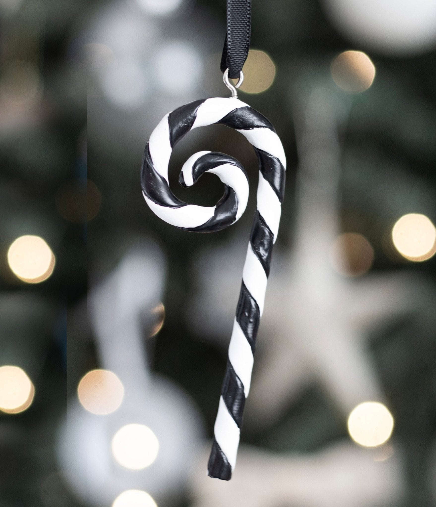 Black & White Candy Cane Ornament - Unique Vintage - Womens, ACCESSORIES, GIFTS/HOME
