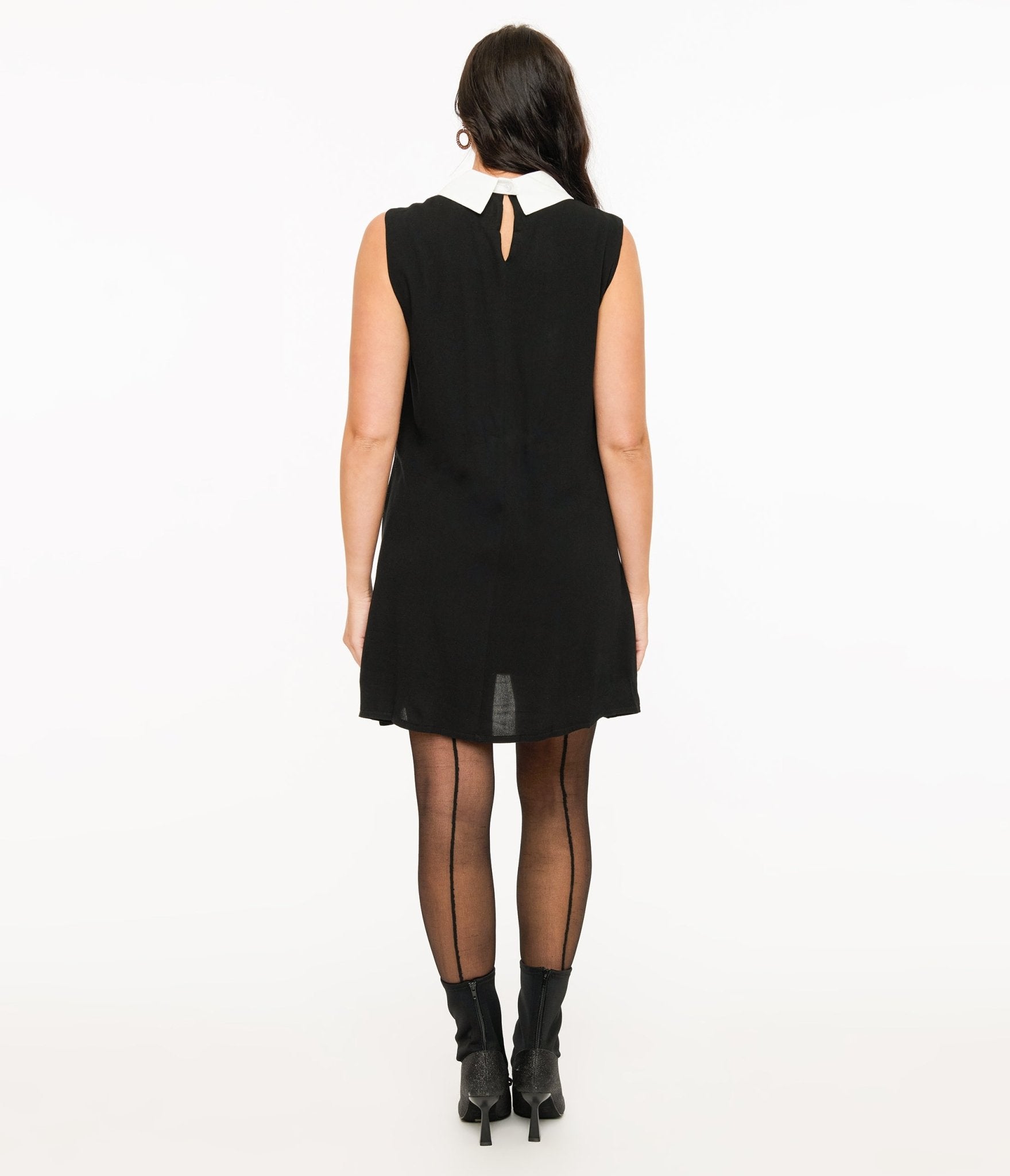 Black & White Collar Mini Dress - Unique Vintage - Womens, DRESSES, MIDI