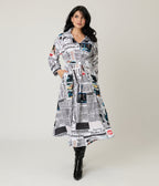 Black & White Fashion Magazine Print Midi Dress - Unique Vintage - Womens, DRESSES, MIDI